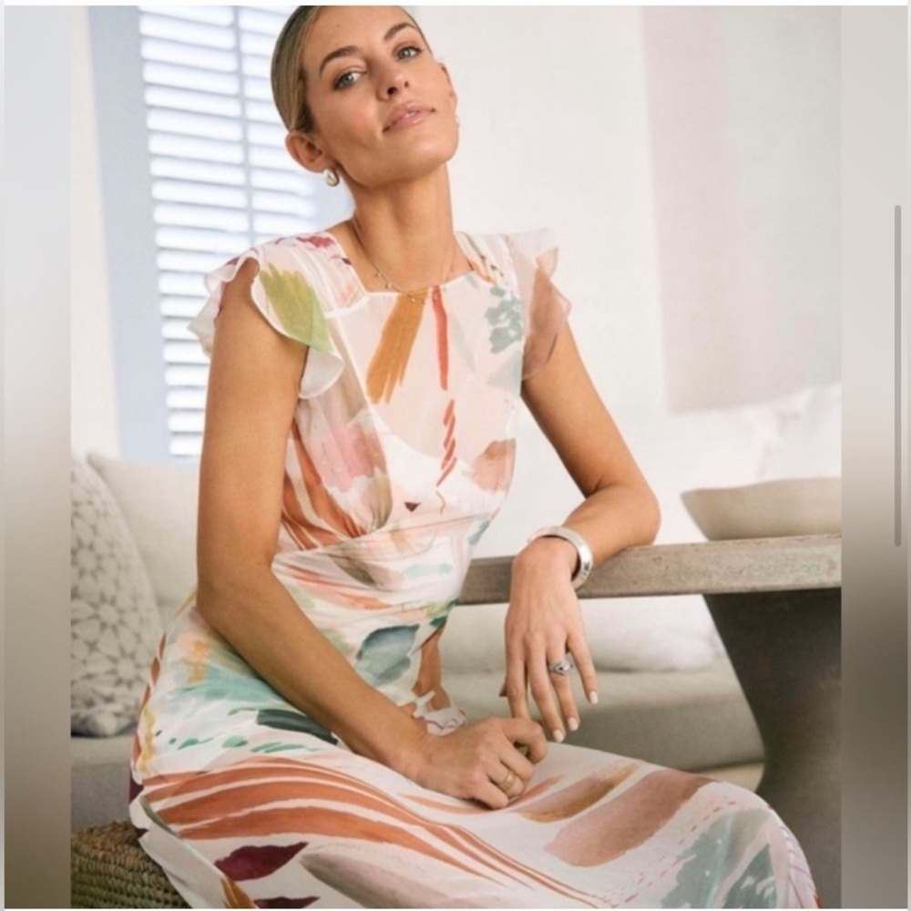 Antonio Melani M.G Style Mal Paint Streak Envelope Neckline Cap Sleeve Dress NWT - Picture 4 of 13